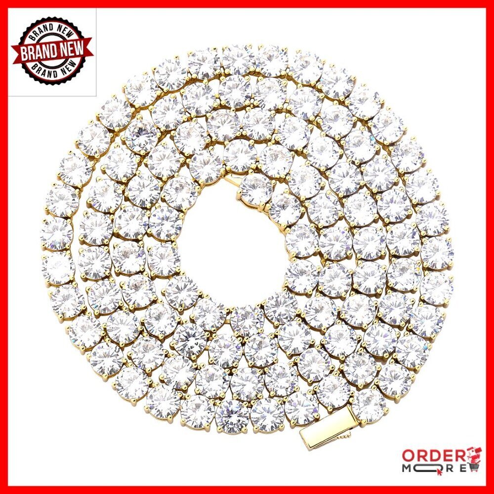 5mm Tennis Choker Necklace 14K Gold Plated Cubic Zirconia Chain